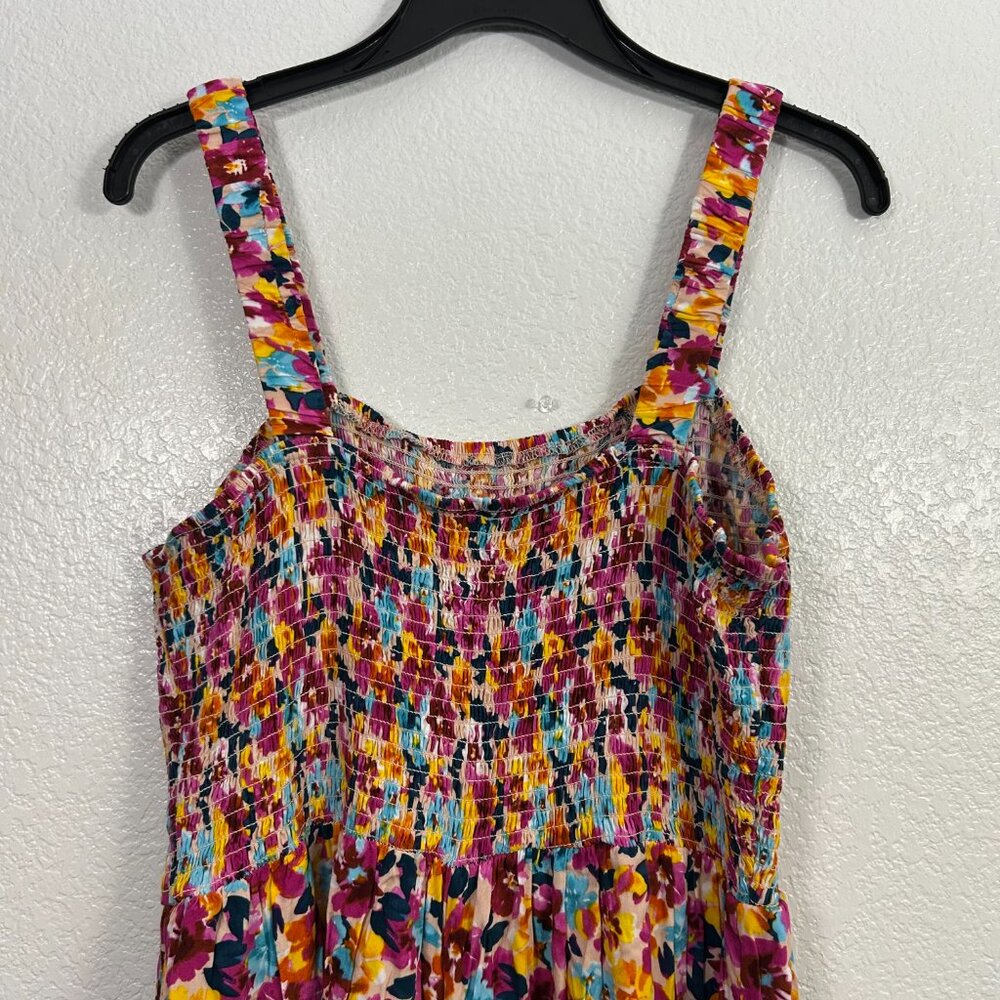 Dokotoo Abstract Floral Smocked Wide Leg Jumpsuit Vacation - Picture 6 of 8